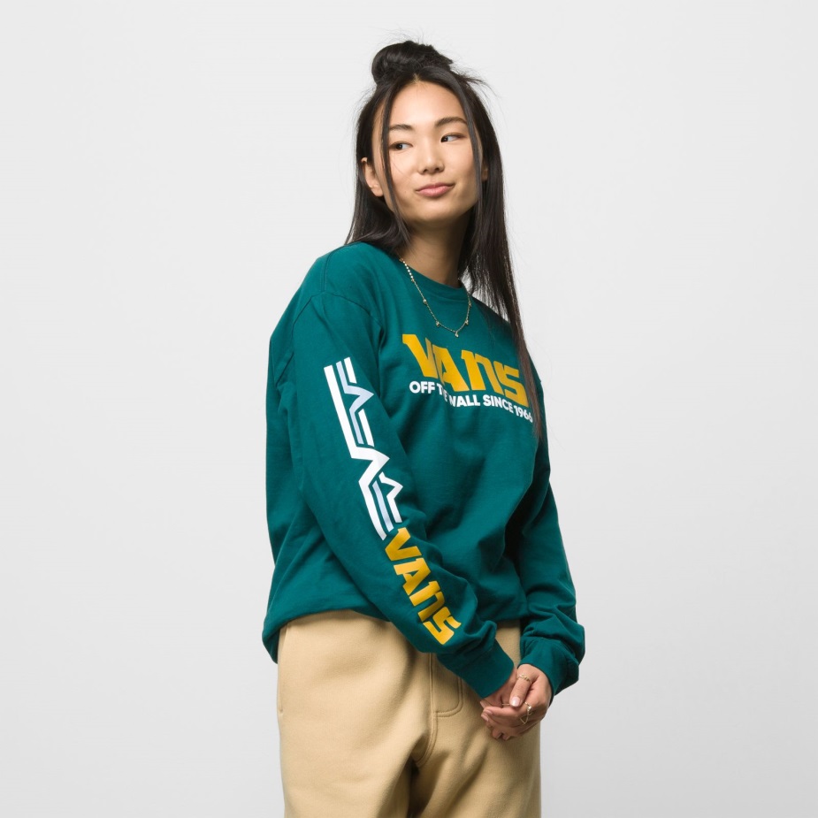 Mt Vans μακρυμάνικο μπλουζάκι βαθύ γαλαζοπράσινο