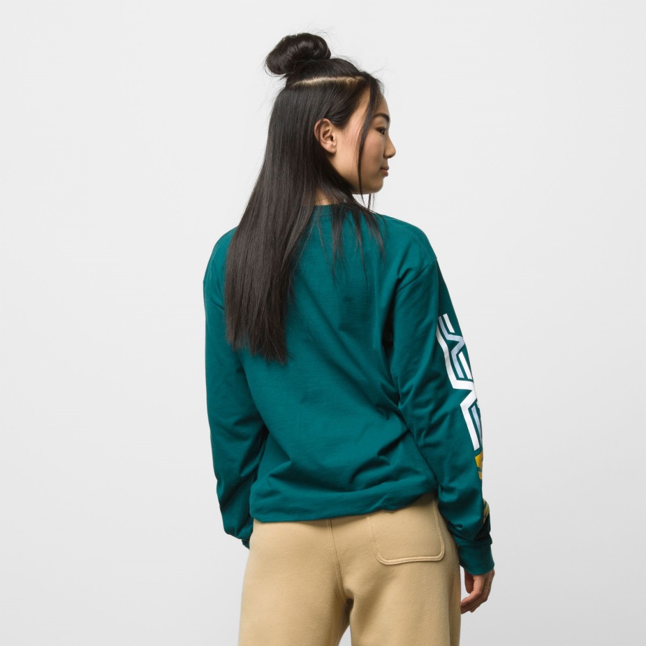 Mt Vans μακρυμάνικο μπλουζάκι βαθύ γαλαζοπράσινο