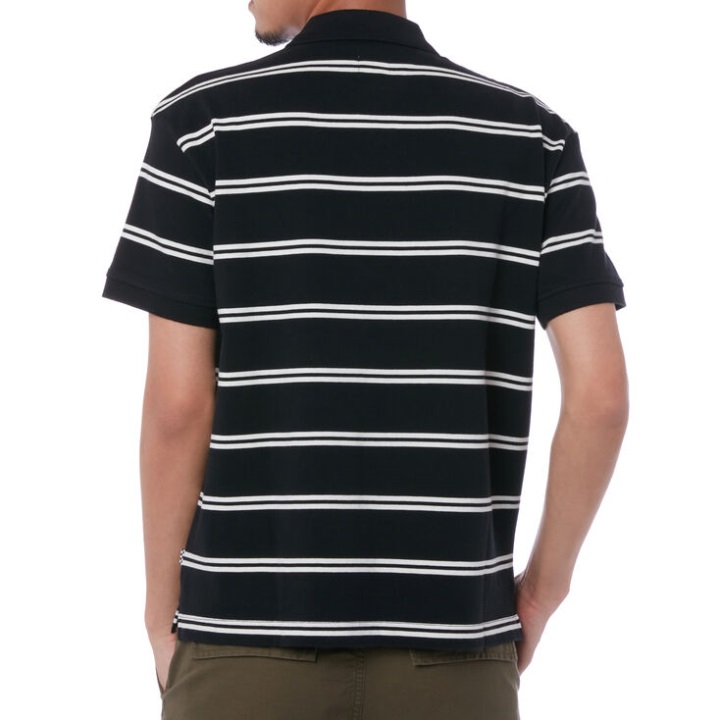 Vans 66 μπλουζάκι πόλο ηλίανθου μαύρο-μαρσμέλο ρίγα