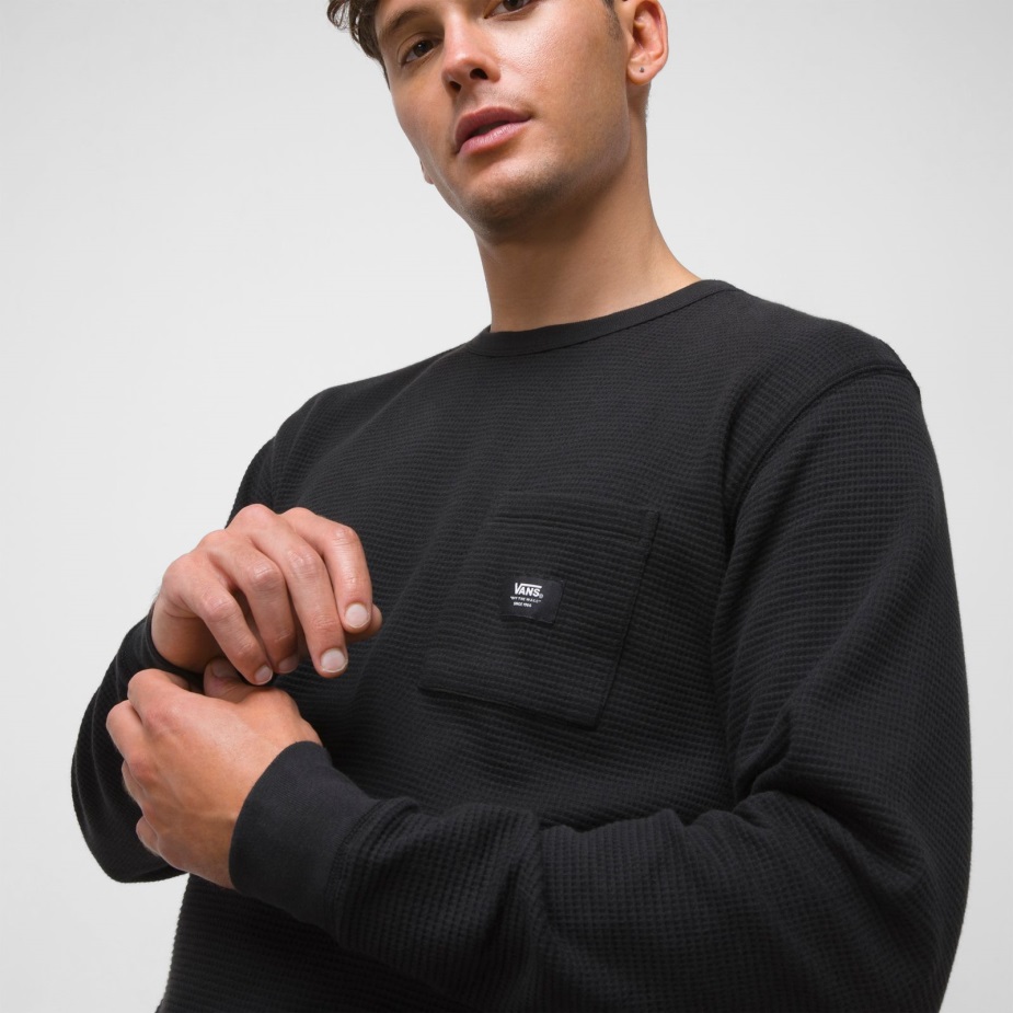 Vans Alder μακρυμάνικη τσέπη πλεκτή θερμική μαύρη