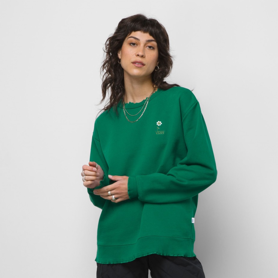 Vans Anaheim Floral βαρέων βαρών French Terry Bff Crew πράσινο μπουφάν