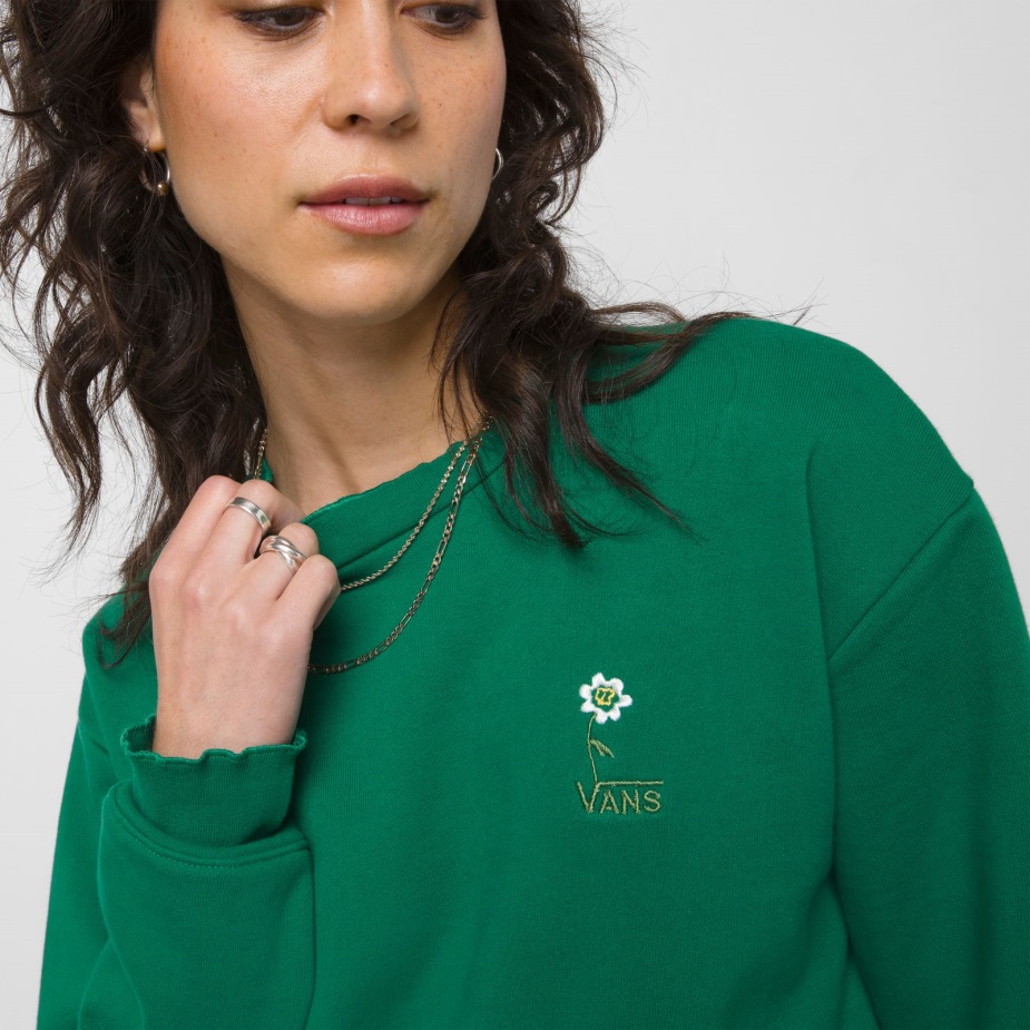 Vans Anaheim Floral βαρέων βαρών French Terry Bff Crew πράσινο μπουφάν