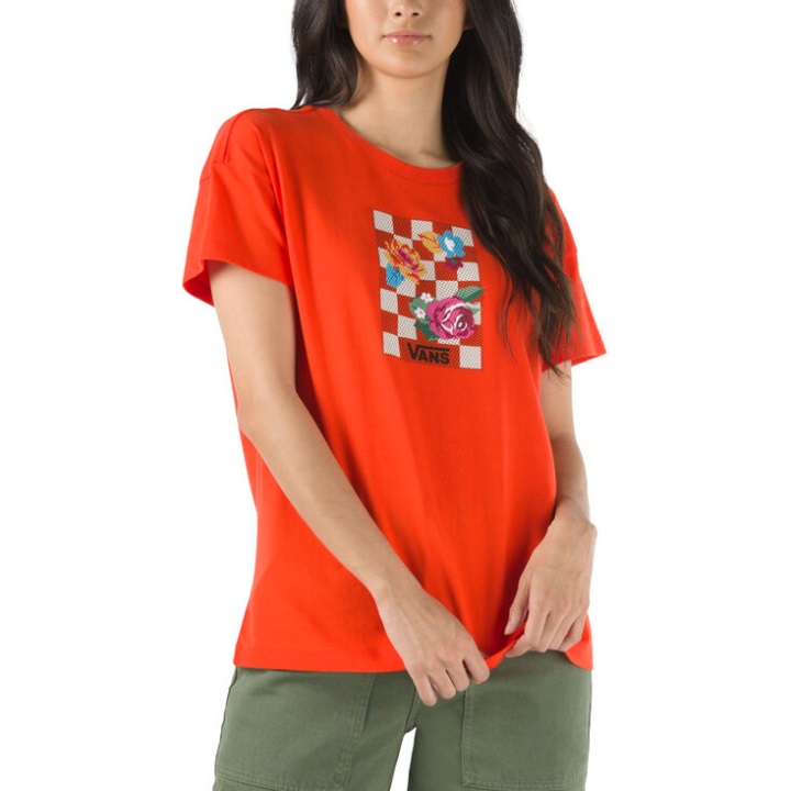 Vans Anaheim κεντήματα Boxy Boyfriend Tee ηλεκτρικό πορτοκαλί