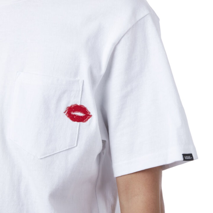 Vans Anaheim χείλη μπλουζάκι τσέπη λευκό