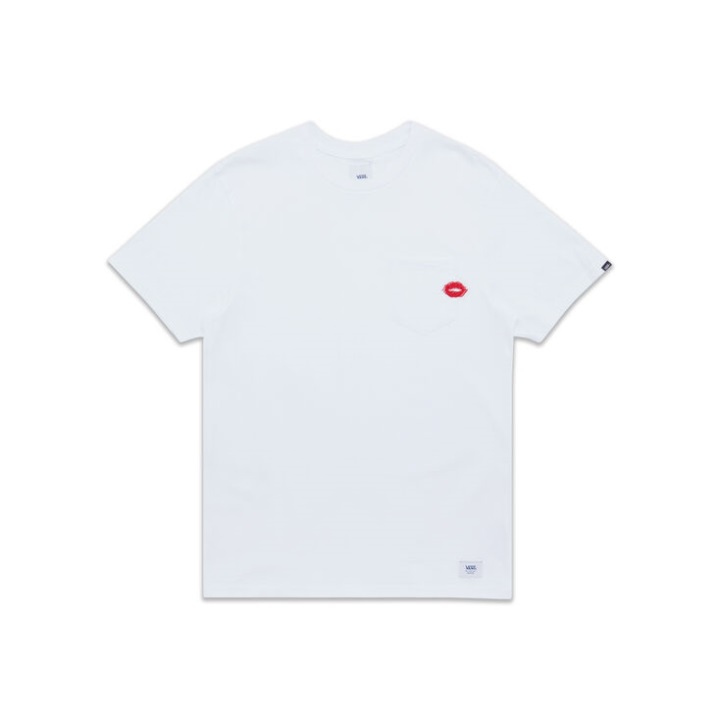 Vans Anaheim χείλη μπλουζάκι τσέπη λευκό