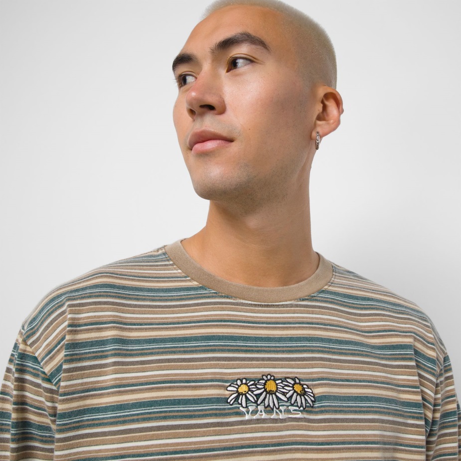 Vans Bailey Vintage Microstripe μακρυμάνικο πλεκτό πουκάμισο χώμα-βοτανικός κήπος