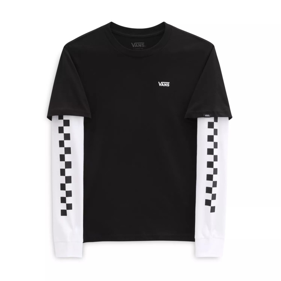 Vans Boys Long Check Twofer T-shirt (8-14 ετών) μαύρο