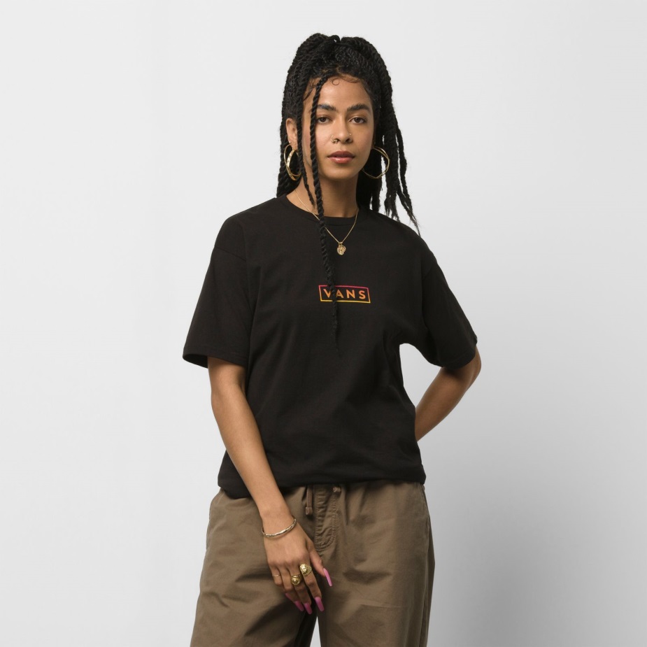 Vans Classic Easy Box T-shirt μαύρο-αληθινό κόκκινο-χρυσοκίτρινο