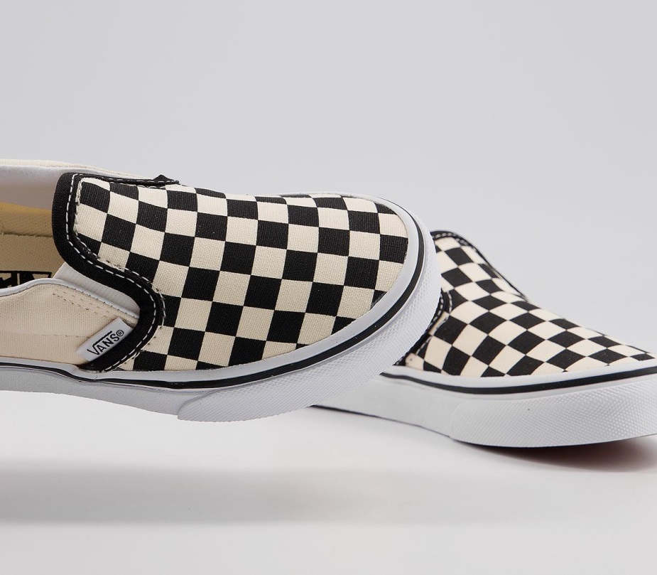 Vans Classic Slip On Kids Trainers μαύρο κρεμ σκακιέρα