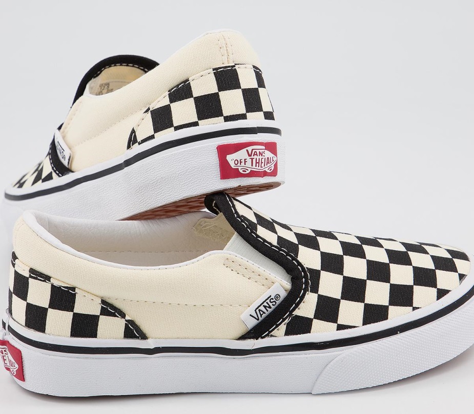 Vans Classic Slip On Kids Trainers μαύρο κρεμ σκακιέρα