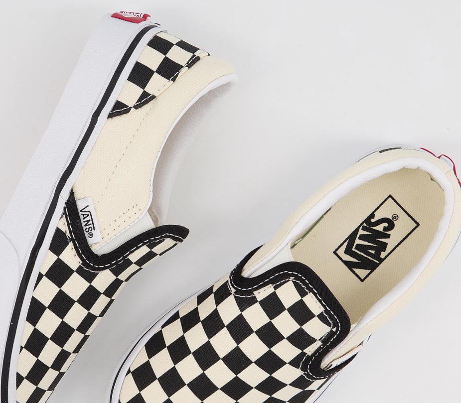 Vans Classic Slip On Kids Trainers μαύρο κρεμ σκακιέρα