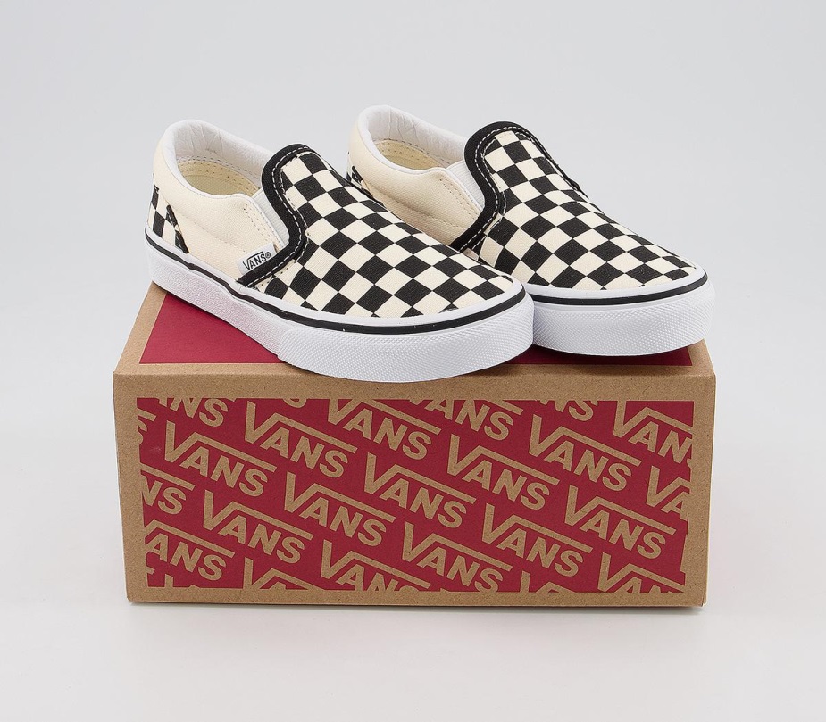 Vans Classic Slip On Kids Trainers μαύρο κρεμ σκακιέρα