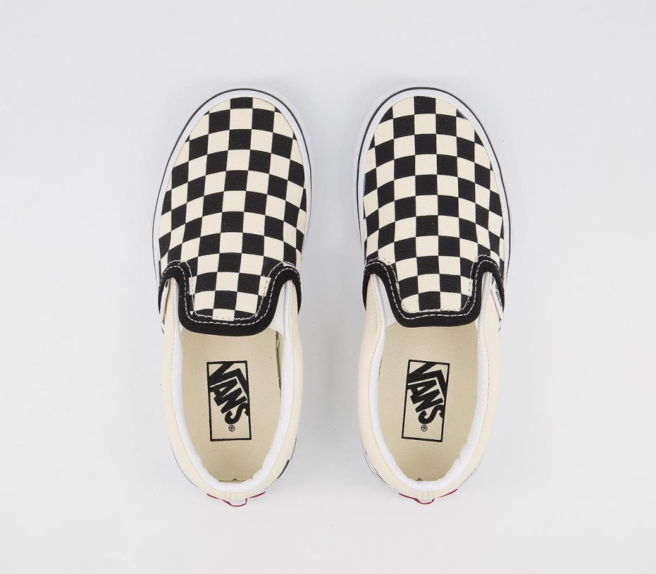 Vans Classic Slip On Kids Trainers μαύρο κρεμ σκακιέρα