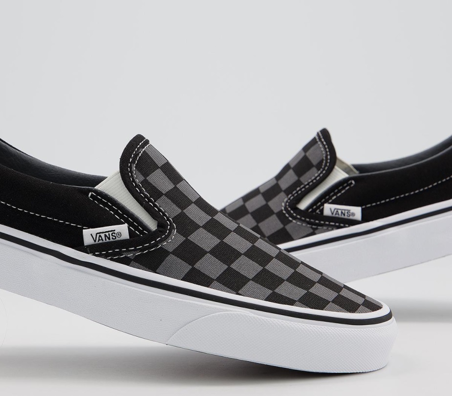 Vans Classic Slip On Trainers Black Pewter Check