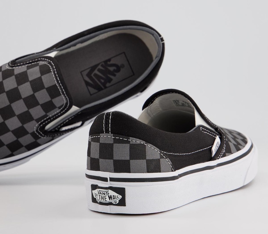 Vans Classic Slip On Trainers Black Pewter Check