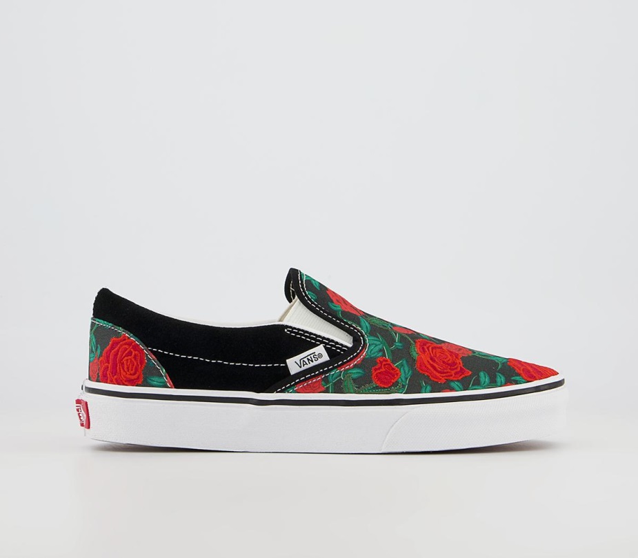 Vans Classic Slip σε μαύρα λευκά τριαντάφυλλα αποκλειστικά