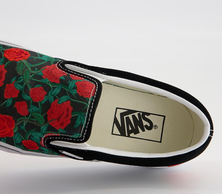 Vans Classic Slip σε μαύρα λευκά τριαντάφυλλα αποκλειστικά