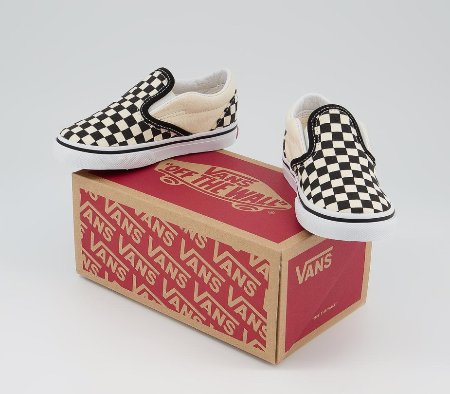 Vans Classic Slip σε νήπια μαύρο λευκό πίνακα ελέγχου