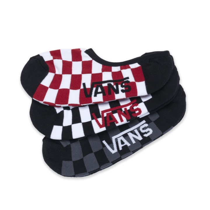 Vans Classic Super No Show κάλτσες 3 Pack (us Men 95-13) Red-white Check