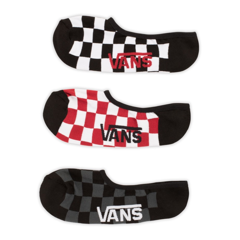 Vans Classic Super No Show κάλτσες 3 μεγέθη συσκευασίας 95-13 κόκκινη-λευκή επιταγή