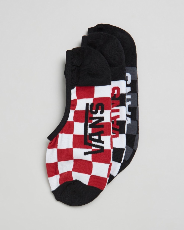 Vans Classic Super No Show κάλτσες 3 συσκευασιών κόκκινο-λευκό τσεκ
