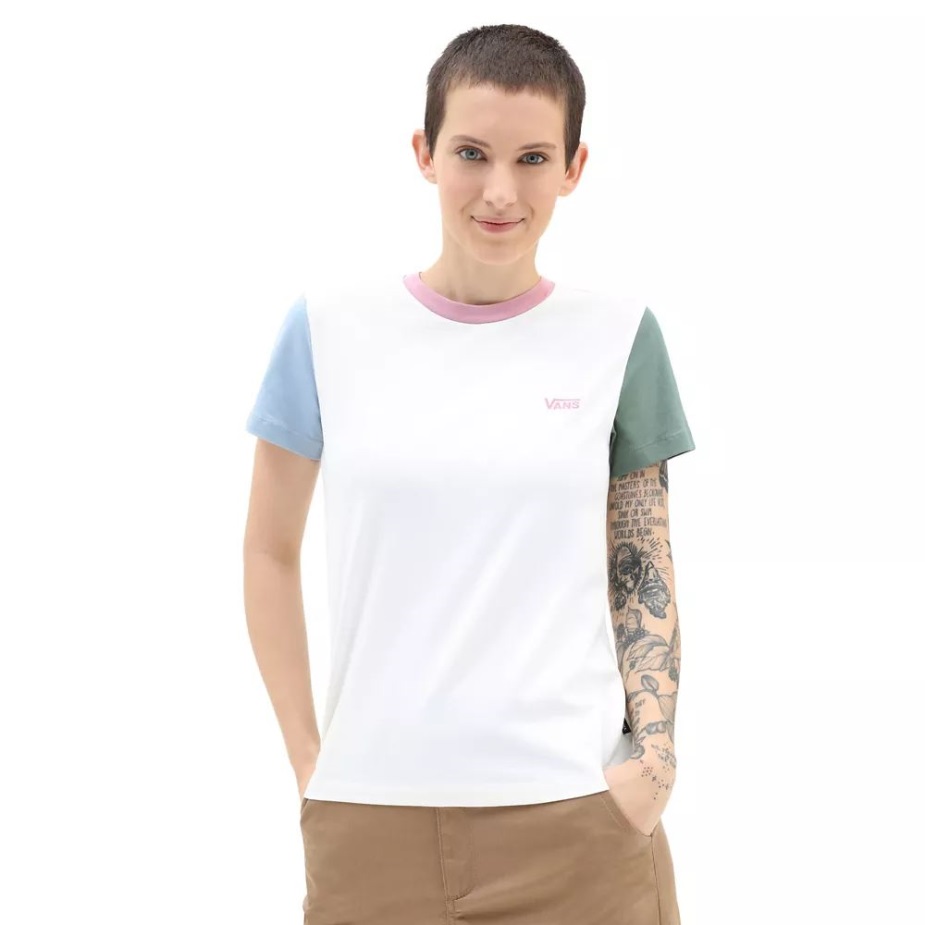 Vans Colorblock Crew T-shirt πράσινο-λευκό