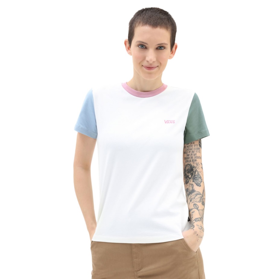 Vans Colorblock Crew T-shirt πράσινο-λευκό