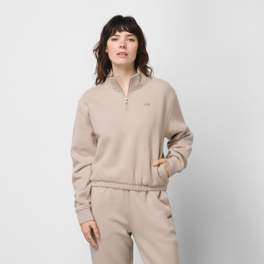 Vans Comfycush μισό φερμουάρ Mock Hoodie λιθόστρωτο