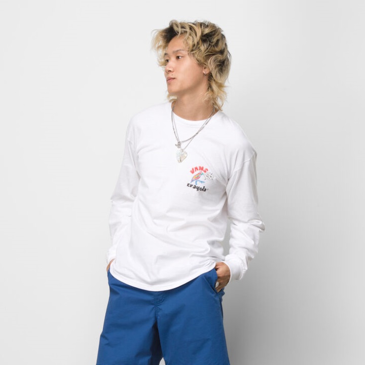 Vans Crayola Mail Doodle μακρυμάνικο μπλουζάκι λευκό