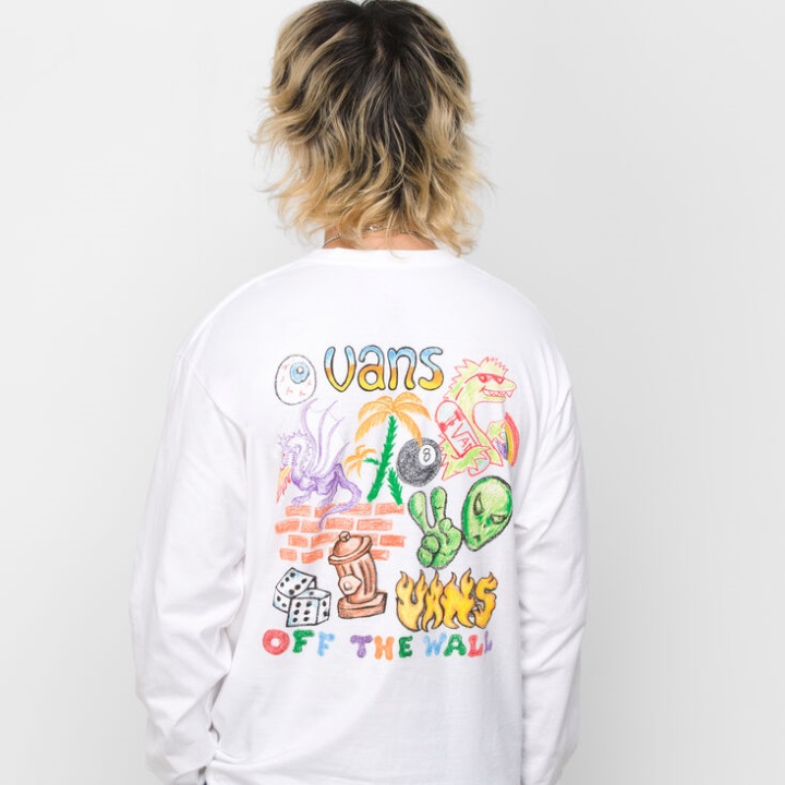 Vans Crayola Mail Doodle μακρυμάνικο μπλουζάκι λευκό