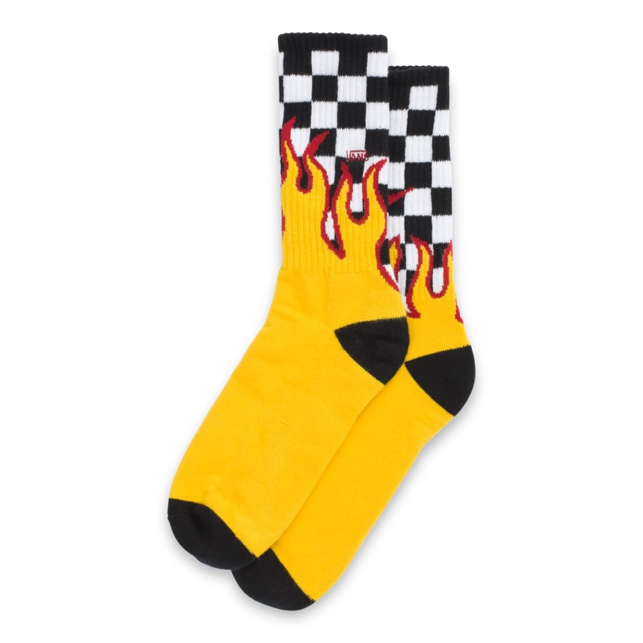 Vans Flame Check Crew Sock Size 65-9 μαύρο-λευκό Check-flame