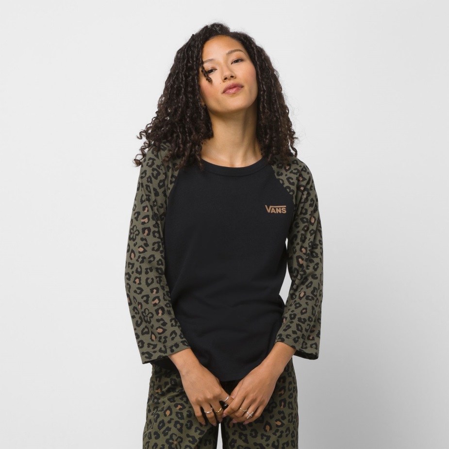 Vans Floranimal 3/4 μανίκι ρεγκλάν μπλουζάκι μαύρο