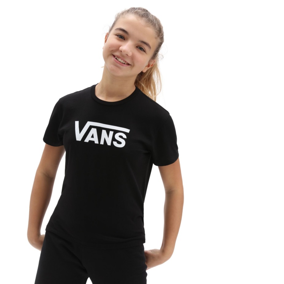 Vans Girls Flying V Crew T-shirt (8-14 ετών) μαύρο