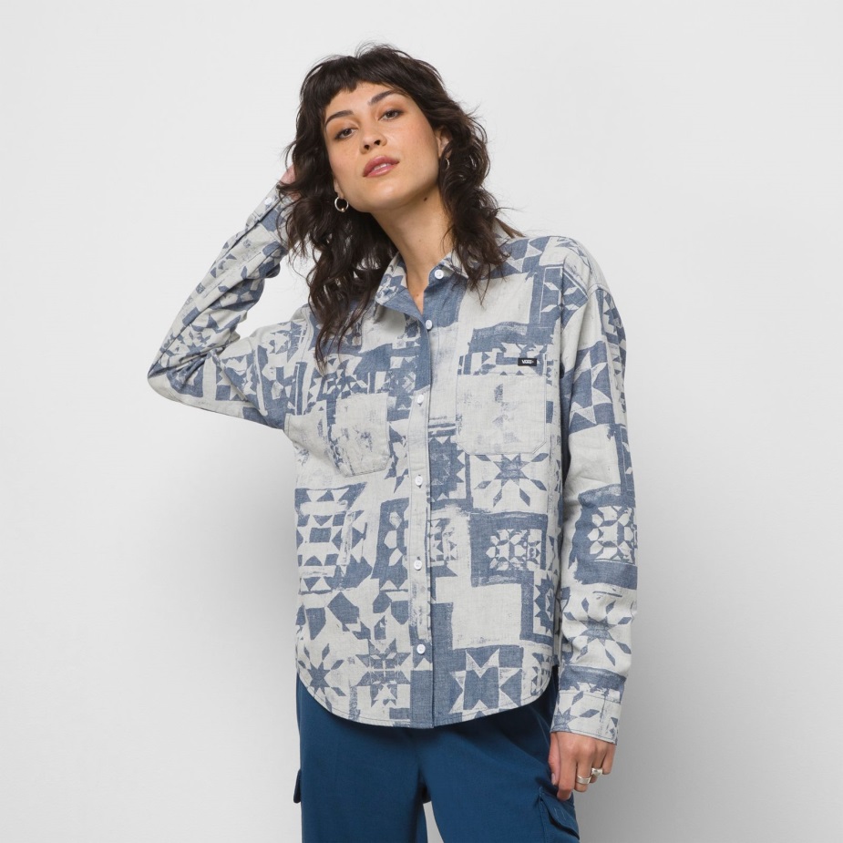 Vans Homespun μακρυμάνικο υφαντό μπλουζάκι Ashley Blue