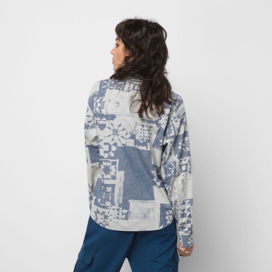 Vans Homespun μακρυμάνικο υφαντό μπλουζάκι Ashley Blue