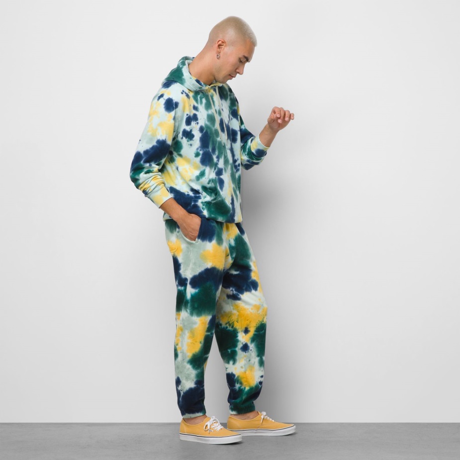 Vans Ice Tie βαφή χαλαρό αθλητικό παντελόνι κήπου-λευκό-κίτρινο