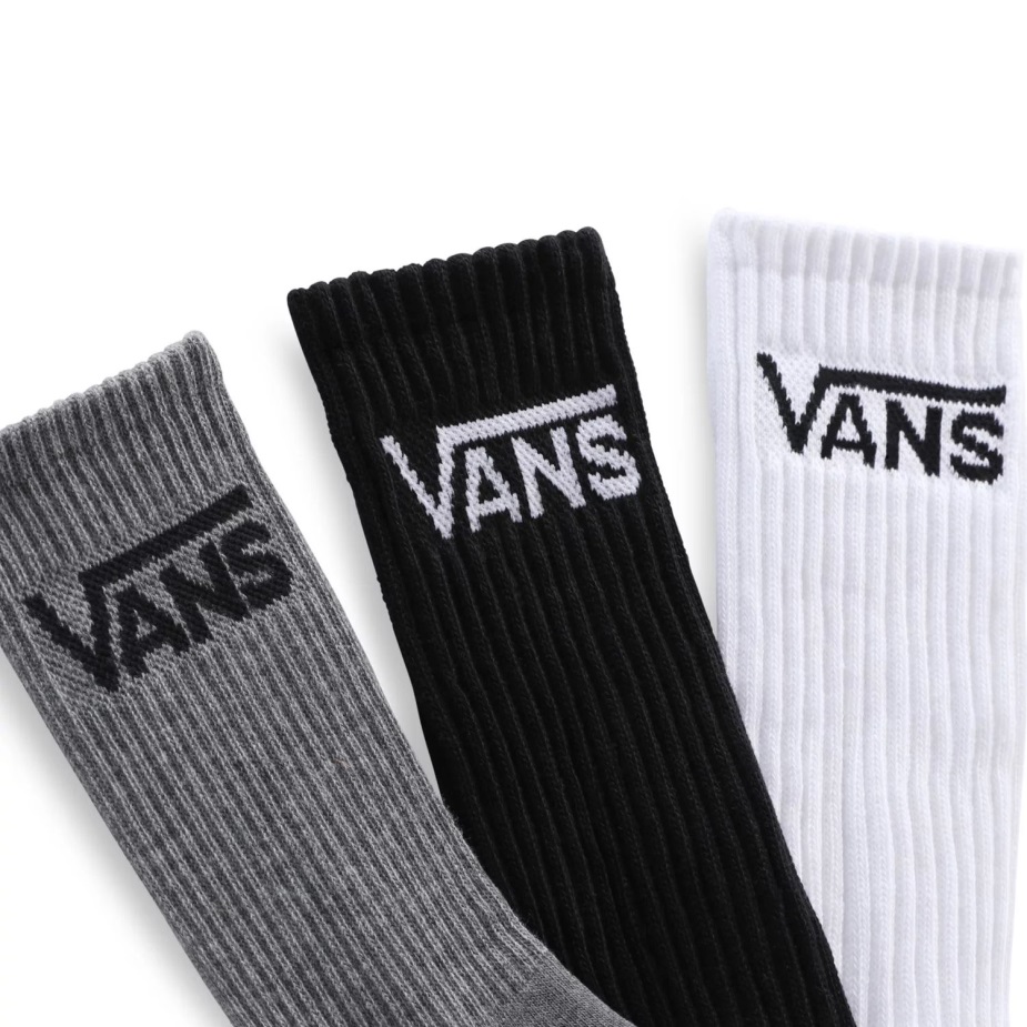 Vans Kids Classic Crew (3 ζευγάρια 8-14 ετών) μαύρο-γκρι