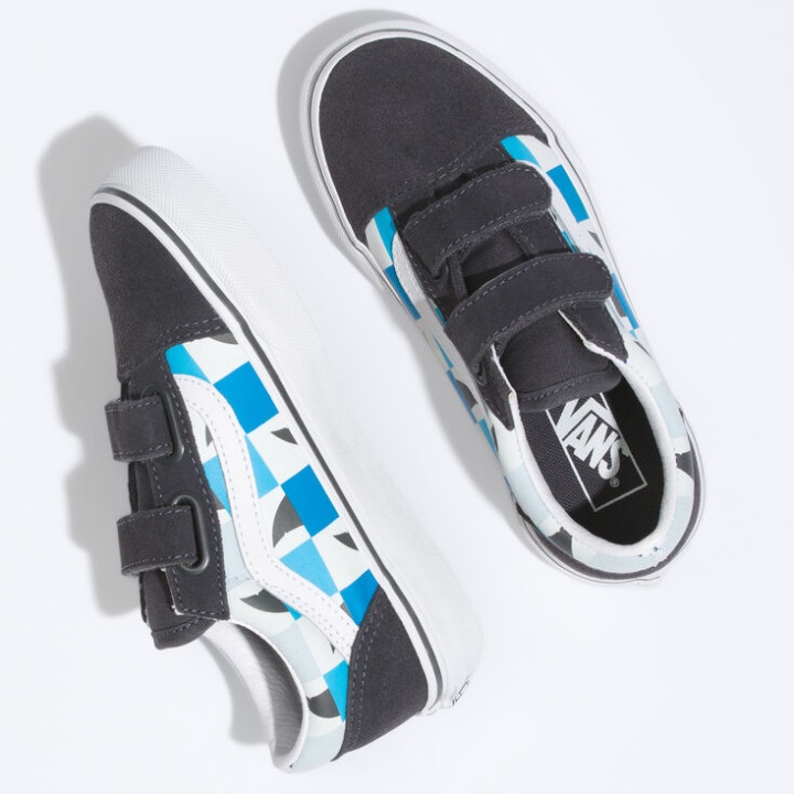 Vans Kids Glow Sharks Old Skool V Asphalt-true White