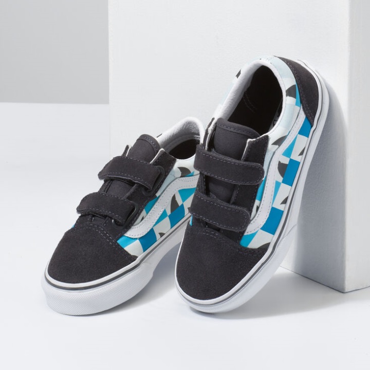 Vans Kids Glow Sharks Old Skool V Asphalt-true White