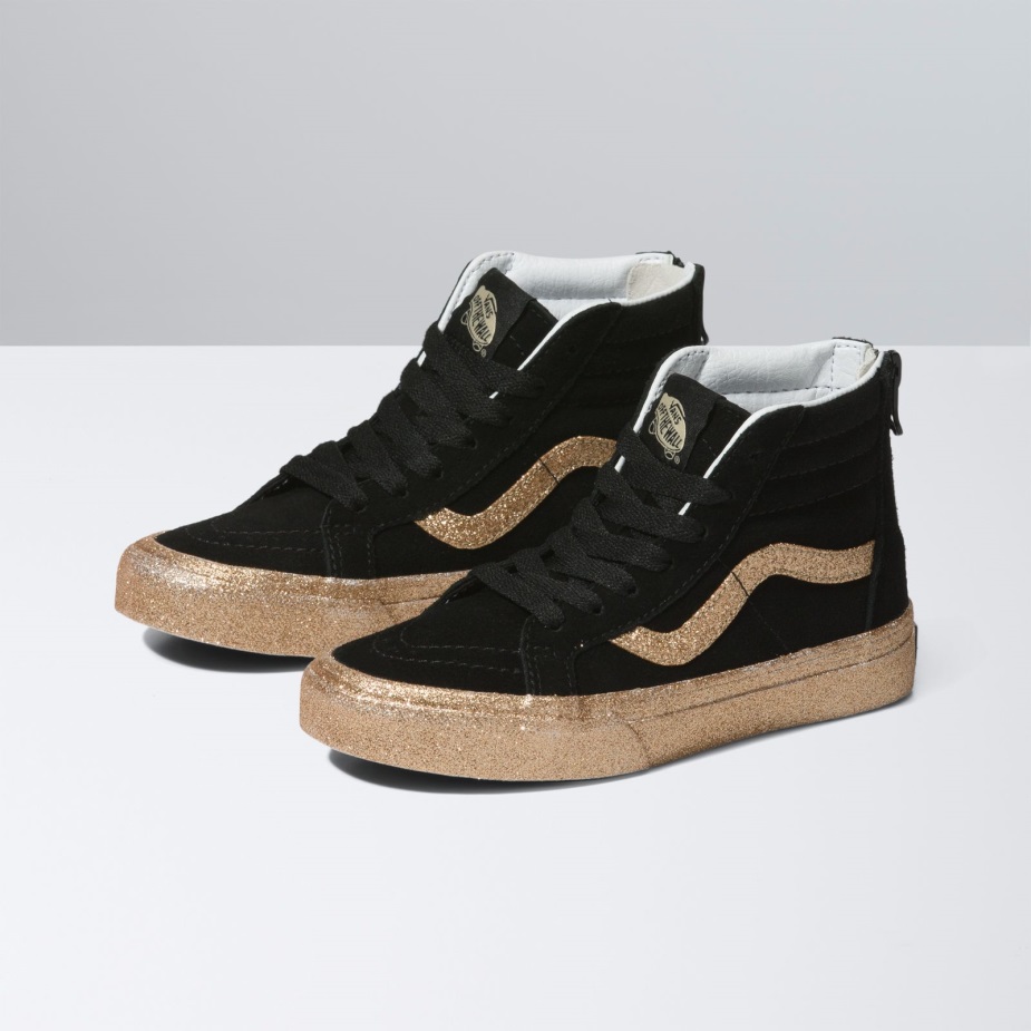 Vans Kids Party Glitter Sk8-hi Zip μαύρο-χρυσό