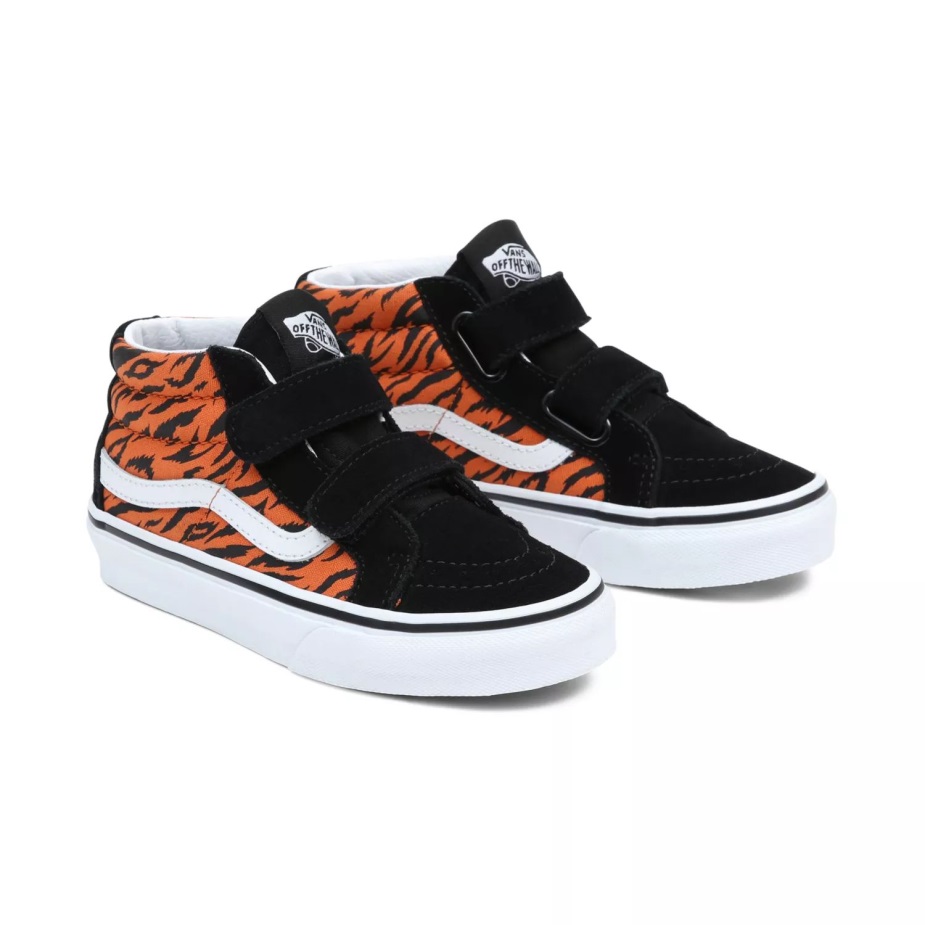 Vans Kids Sk8-μεσαία επανέκδοση V παπούτσια (4-8 ετών) μαύρο-πορτοκαλί