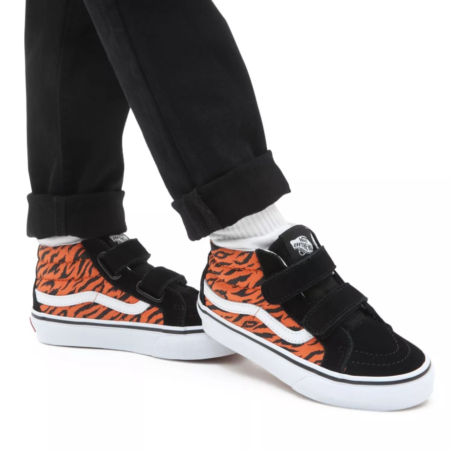 Vans Kids Sk8-μεσαία επανέκδοση V παπούτσια (4-8 ετών) μαύρο-πορτοκαλί
