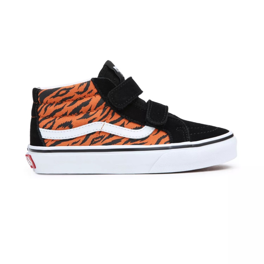 Vans Kids Sk8-μεσαία επανέκδοση V παπούτσια (4-8 ετών) μαύρο-πορτοκαλί