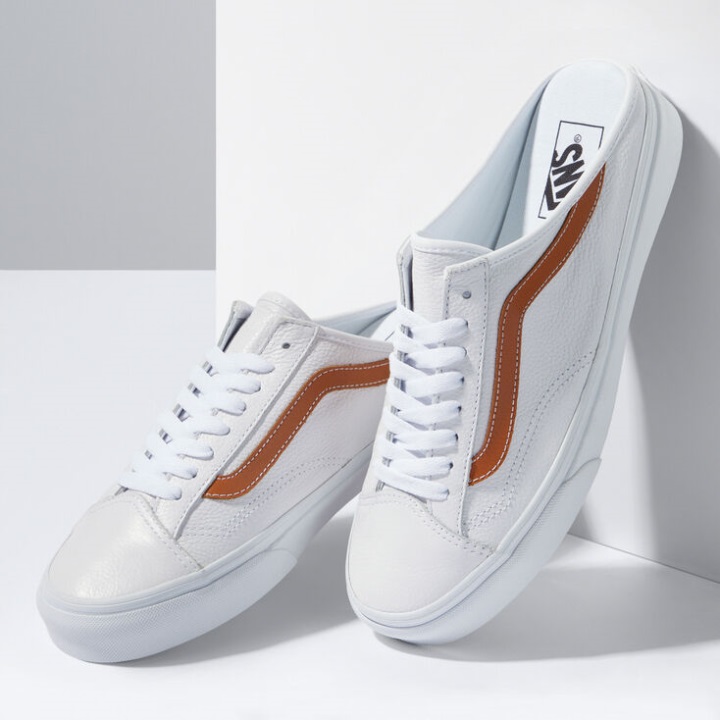 Vans Leather Style 36 Mule True White-bombay Brown