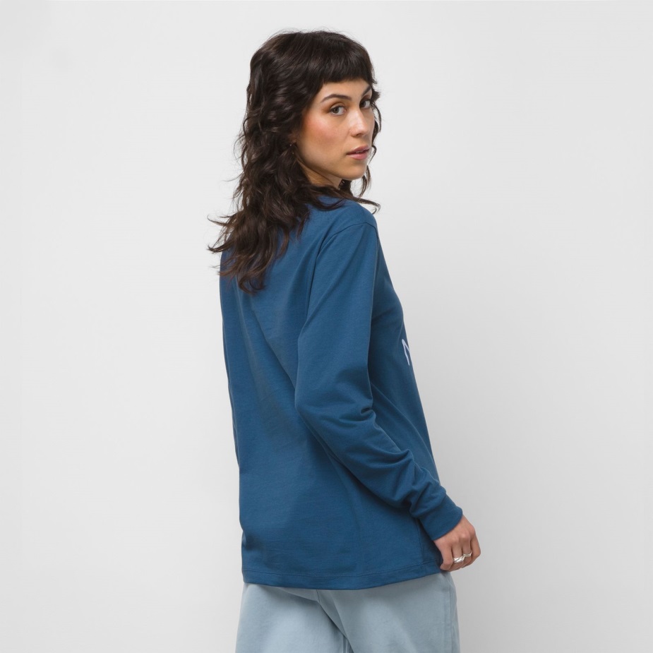 Vans Never Not Happy μακρυμάνικο Bff ​​μπλουζάκι σκούρο τζιν