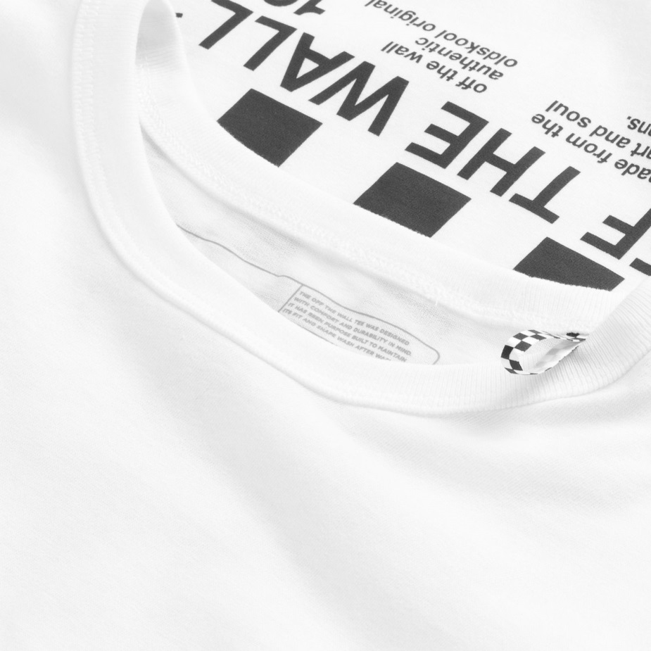 Vans Off The Wall Check γραφικό μακρυμάνικο μπλουζάκι λευκό