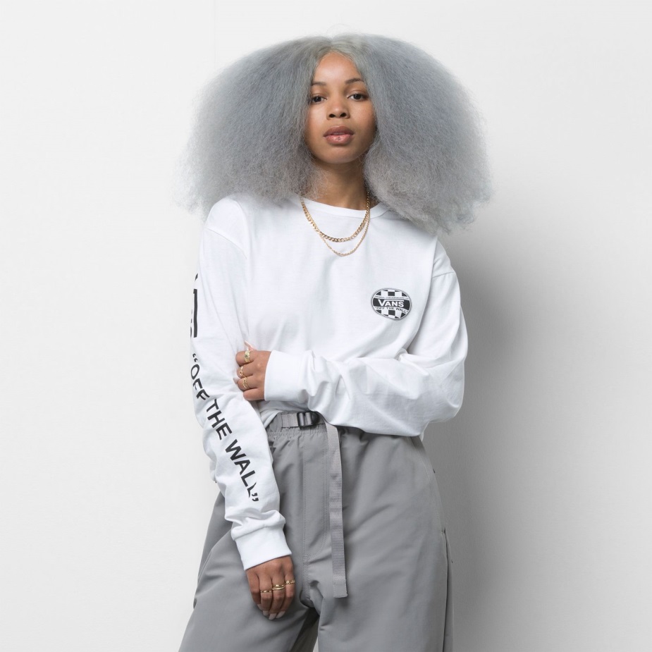 Vans Off The Wall Check γραφικό μακρυμάνικο μπλουζάκι λευκό