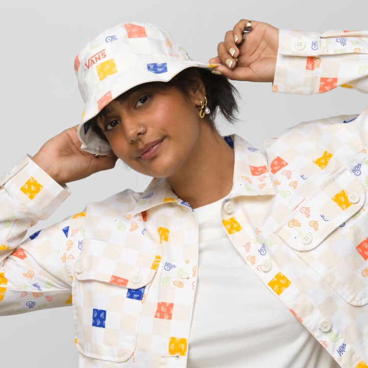 Vans Paisley Check Floral Bucket Hat Marshmallow