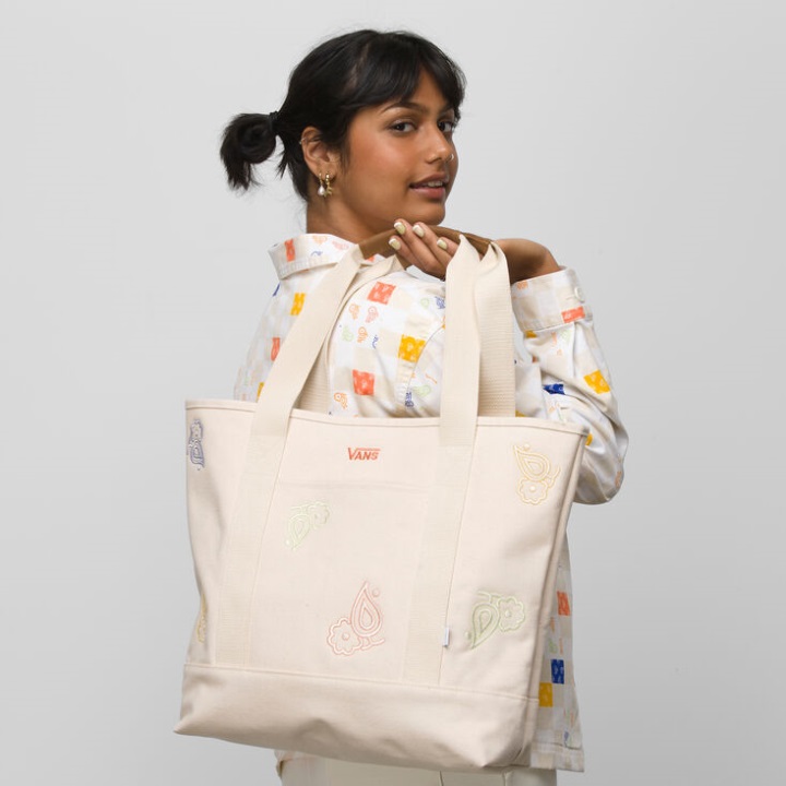 Vans Paisley Check Floral Tote Bag Marshmallow