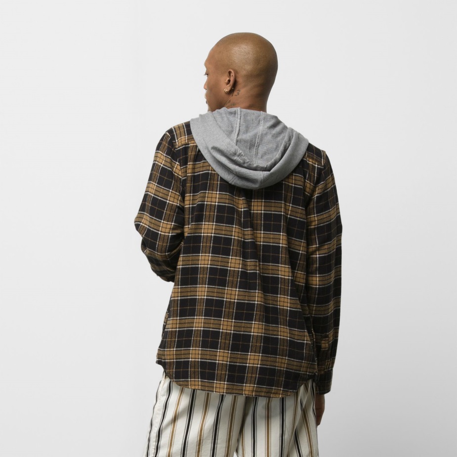 Vans Parkway με κουκούλα φανέλα με κουμπί πουκάμισο μαύρο-χώμα